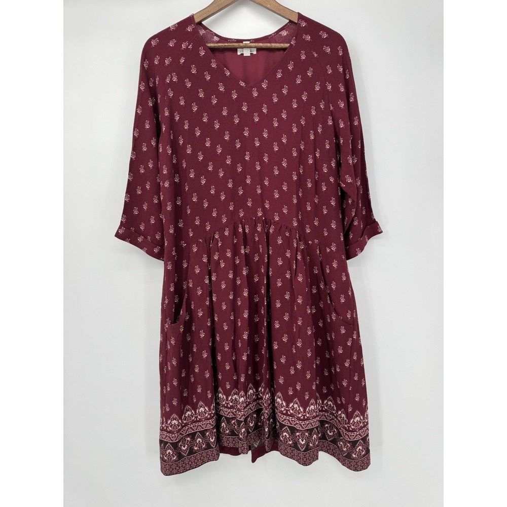 Garnet Hill Trapeze Peasant Swing Dress Boho‎ Cottagecore 3/4 Sleeve - Picture 2 of 10
